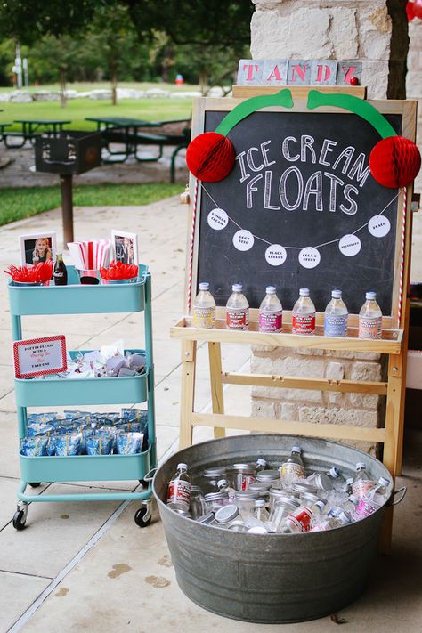 Cherry on Top Ice Cream Float Birthday Party, Coke Float Station  #birthdayparty #party #partyideas #partyfood #icecream Coke Float Party, Coke Float Bar, Ice Cream Float Party, Coke Float, Ice Cream Float, 50s Party, Ice Cream Floats, 2nd Birthday Party Themes, Crazy Ideas