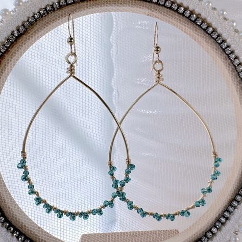 Feminine Teardrop Gold Wire Earrings Wrapped With Petite Glass Teal Seed Beads Features Hypoallergenic Gold Filled Ear Wires These Earrings Are Light Weight And Will Elevate Your Feminine Style Overall Length 2.75” New Handmade In My Atlanta Jewelry Studio Be Sure To Check Size Before Purchasing Please Let Me Know If You Have Any Questions Ready To Ship Note Colors May Be Slightly Different From The Pictures Because Of Different Device Display Settings Bundle Items To Save On Shipping Thank You For Shopping Miss Behavin Jewelry Gifts For Her Gifts For Mom Gifts For Women Bohemian Hoop Street Style Flirty Dangle Dress Up Or Casual Attire Preppy Stocking Stuf Preppy Stocking Stuffers, Wire Wrap Earrings, Beaded Jewelry Pattern, Diamond Shape Earrings, Turquoise Drop Earrings, Wrap Earrings, Pumpkin Earrings, Earring Ideas, For Her Gifts