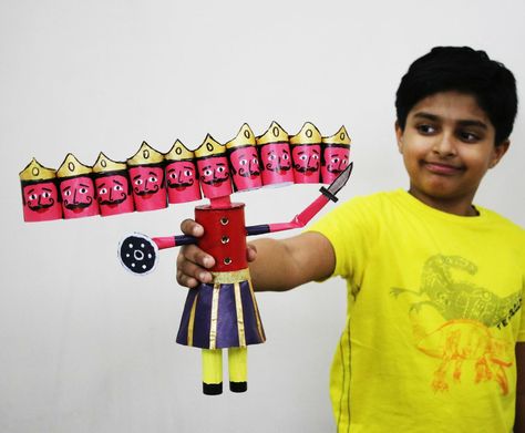 Ravan Making Ideas, Baby Crafts Diy, Activity Preschool, Cardboard Craft, Cardboard Rolls, Paper Cones, Summer Crafts For Kids, Best Out Of Waste, Paper Rolls