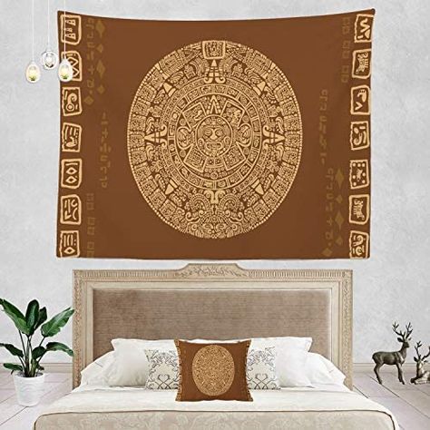 Aztec Tapestry, Decoration For Bedroom, Ancient Aztecs, Aztec Calendar, Living Room Dorm, Tapestry Bedroom, Picnic Mat, Woven Wall Hanging, Art Decoration