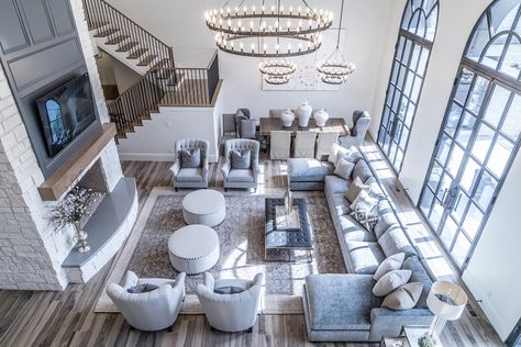 Holladay Haven Custom Home | Alair Homes Salt Lake City Glamorous Living Room Decor, Dining Room Furniture Layout, Glamorous Living Room, Living Room Furniture Layout, Open Living Room, Furniture Layout, Livingroom Layout, Design Living Room, Large Living Room