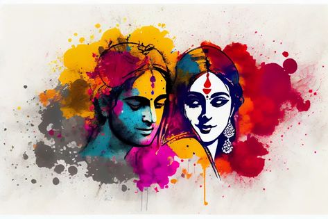 Free Radha Krishna Holi Radha Krishna Vector Art, Radha Krishna Holi Painting Watercolor, Krishna Holi Painting, Holi Artwork, Holi Special Image, Holi Art, Holi Painting, Holi Drawing, Krishna Holi