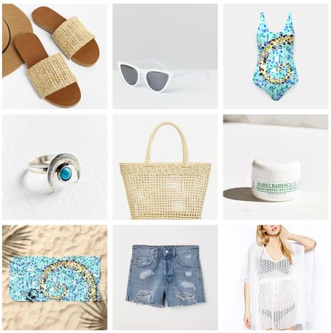 Mood board. Beach mode loading #fashion #summerstyle #getthelook #shopping #beachwear #moodboard Mood Board Beach, Summer Fashion Beach, Flatlay Styling, Mario Badescu, Carved Designs, Find A Way, Beach Swimsuit, Beach Accessories, Beach Wears