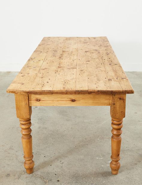 Country English Style Pine Farmhouse Dining Harvest Table | Chairish Rustic Table Kitchen, English Country Furniture, Country Table And Chairs, Antique Pine Dining Table, Pine Farmhouse Table, Shaker Style Table, Farmhouse Outdoor Table, Modern Country Dining Room, Antique Kitchen Tables