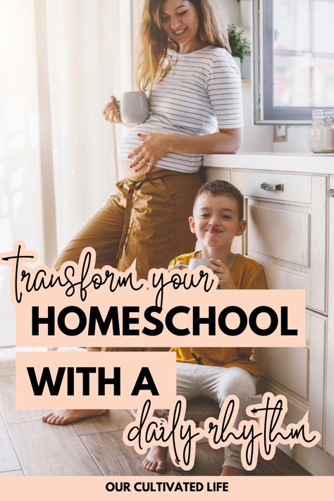 Mom and son laughing in kitchen as they take a break for a warm drink. Homeschool Structure, Routine Examples, Homeschool Rhythm, Daily Flow, Daily Rhythm, Homeschool Quotes, Mom Routine, Homeschool Routine, Routine Ideas