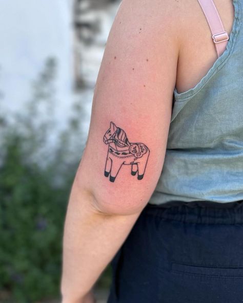 Swedish Horse Tattoo, Swedish Dala Horse Tattoo, Dala Tattoo, Dala Horse Tattoo, Vancouver Tattoo, Beauty Marks, Ink Inspiration, Horse Tattoo, Dala Horse