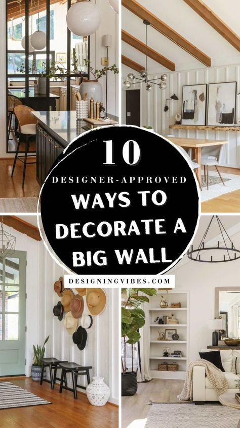 How To Decorate a Really Large Wall: 10 Designer-Approved Ideas Decorative Wall In Kitchen, Tall Feature Wall Ideas, How To Do A Picture Wall, How To Decorate An Angled Wall, Long Dining Room Wall Decor, Staging Wall For Furniture, How To Decorate A Large Kitchen Wall, How To Decorate High Ceilings Walls, How To Decorate A Large Wall In Bedroom