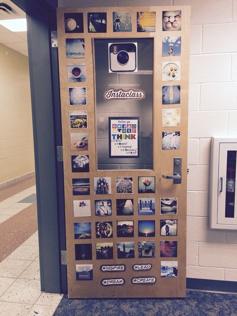 Instagram Themed bulletin board/door :) Culture Day At School Ideas, School Doors, Culture Day, February Nails, 4th Grade Classroom, Door Decorations Classroom, Classroom Door, Classroom Environment, School Board