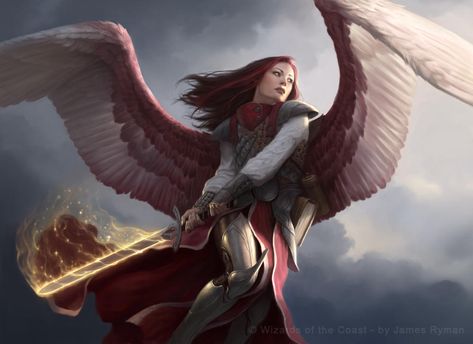 Celestial Beings, Winged People, Mtg Art, Angel Warrior, Ange Demon, Female Character, Arte Fantasy, Magic Art, Fantasy Rpg