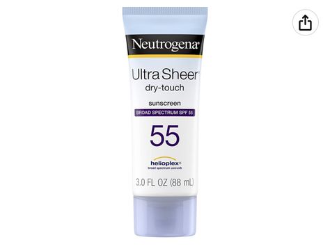 Neutrogena Ultra Sheer Dry-Touch Sunscreen Lotion, Broad Spectrum SPF 55 UVA/UVB Protection, Light, Water Resistant, Non-Comedogenic & Non-Greasy, Travel Size, 3 fl. Oz Travel Size Sunscreen, Neutrogena Sunscreen, Body Sunscreen, Light Water, Sunscreen Lotion, Broad Spectrum Sunscreen, Travel Size, Face And Body, Travel Size Products