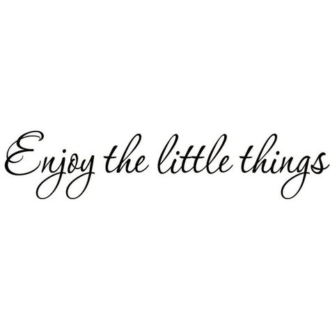 Enjoy the Little Things Vinyl Wall Decal Saying Family Room Quotes... ($8.99) ❤ liked on Polyvore featuring home, home decor, wall art, words, text, backgrounds, filler, phrase, quotes and saying Little Things Tattoo, Room Quotes, Vinyl Wall Quotes, Calligraphy Wall Art, Word Wall Art, Text Background, Enjoy The Little Things, Typography Wall Art, Word Design