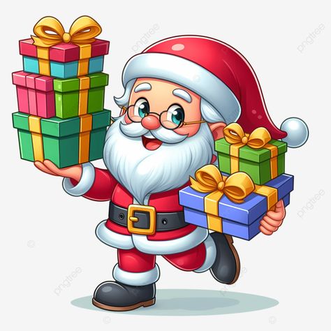 santa holding gifts christmas present santa png Diy Boxes, Santa Clipart, Xmas Tags, San Nicolas, Present Christmas, Beach Watercolor, Transparent Image, Diy Box, Christmas Crafts For Kids