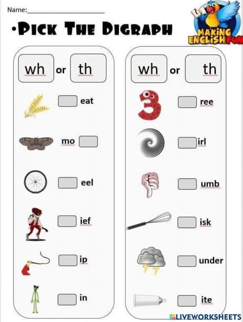 Th Worksheet, Wh Digraph Worksheets, Play Doh For Kids, Digraphs Worksheets, Gingerbread Unit, Touch Math, Blends Worksheets, Classroom Lesson Plans, Phonics Lessons