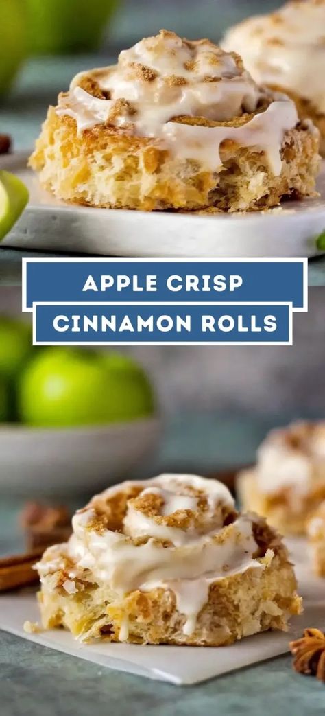 Apple Crisp Cinnamon Rolls Homemade Apple Crisp, Cinnamon Rolls From Scratch, Mini Cinnamon Rolls, Cinnamon Apple Pie, Apple Cinnamon Rolls, Blueberry Pie Filling, Oat Crumble, Apple Pie Filling, Cookies Pastry