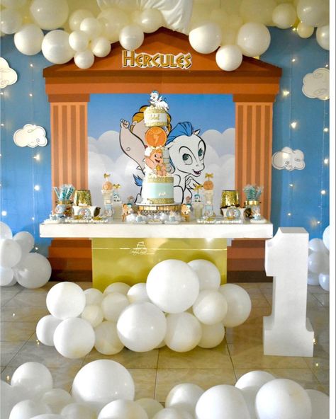 Hercules Themed Birthday Party, Hercules Disney Party, Hercules Party Ideas, Hercules Birthday Party For Boys, Hercules Theme Party, Baby Hercules Party, Hercules Baby Shower Theme, Hercules Birthday Party, Hercules Party