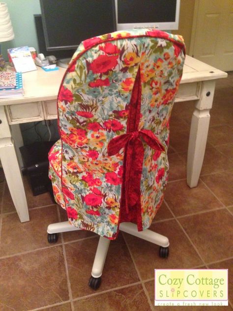 2015 Cozy Cottage Slipcovers: Office Makeover  Office Chair slipcover Office Chair Slip Cover, Office Chair Makeover, Office Chair Cover, Custom Slipcovers, Mid Century Office Chair, Cosy Cottage, Reupholster Chair, Chair Slipcover, Chair Slipcovers