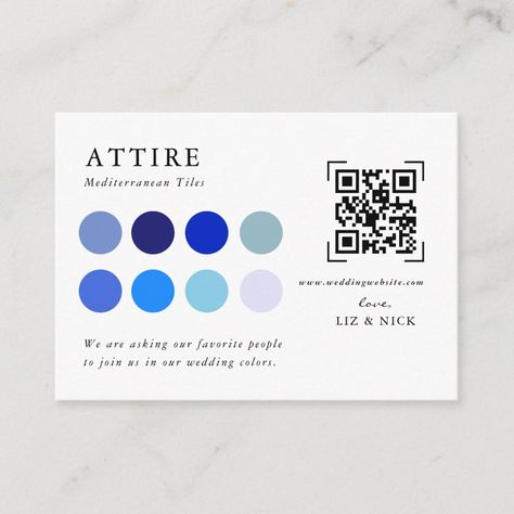 Wedding Attire  QR Code Scan Enclosure Card  Zazzle Blue String Lights, Information Display, What Not To Wear, Eclectic Wedding, Wedding Personalized, Wedding Details Card, Wedding Enclosure Cards, Dream Wedding Ideas Dresses, Wedding Decor Elegant