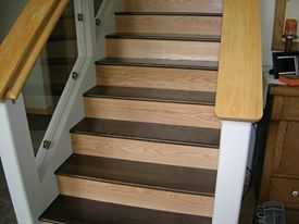 Two Tone Wood Stairs, Wood Staircase Design, Stained Wood Stairs, Wood Floor Restoration, Floor Restoration, College House, Staircase Ideas, Wood Staircase, Wood Stairs