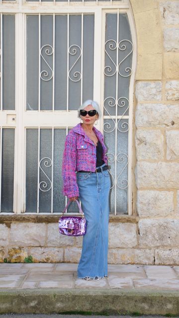 Grece Ghanem on Instagram: "It’s all about her 💜" Grece Ghanem 2023, Grace Ghanem Style, Greece Ghanem, Grece Ghanem Style, Grace Ghanem, Older Woman Outfit, Grece Ghanem, Over 60 Fashion, Fashion Forever