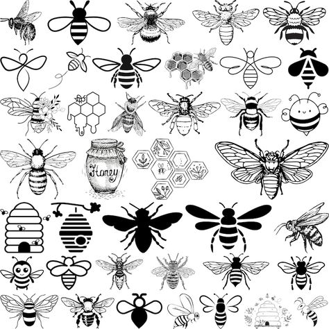 Bee SVG Bundle, Honey Bee Svg, Bee Cricut Files, Bee Cut Files, Bee Kind Svg, Queen Bee Svg, Bee Clipart, Honeycomb Svg - Etsy Australia Honey Bee Silhouette, Bee Tattoo Stencil, Bee Cricut, Honeybee Tattoo, Honeycomb Svg, Honey Tattoo, Sarah Tattoo, Bee Sketch, Queen Bees Art