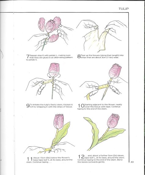 Tulip 4 Tulip Template, Flowers From Paper, Crafting Flowers, Flowers Felt, Paper Flower Patterns, Wafer Paper Flowers, Nylon Flowers, Paper Flower Art, Fleurs Diy