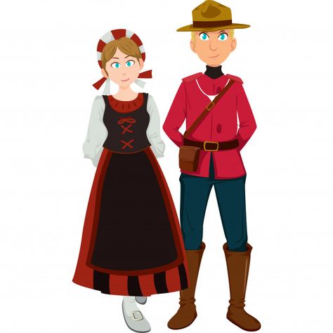 Canadian man and woman in the traditiona... | Premium Vector #Freepik #vector #background Dress Illustration Art, Preppy Quotes, Canadian Clothing, Canadian Culture, Canadian Women, Canadian Men, Dress Illustration, Folk Clothing, Winter Crafts For Kids