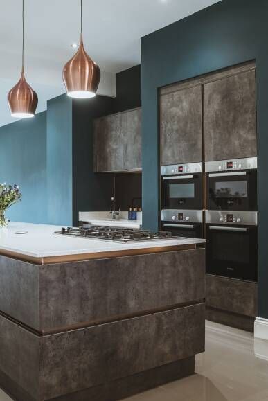 #wrenovation - Stormy Night | Wren Kitchens Kitchen Contemporary Design, Style Kitchen Island, Island Kitchen Design, Kitchens Contemporary, Night Kitchen, Wren Kitchens, Industrial Kitchens, Design My Kitchen, Wren Kitchen