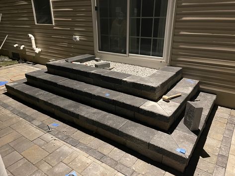 Stone Ramp, Paver Stairs, Backyard Stairs, Outside Stairs, Patio Stairs, Corner Sink Bathroom, Front Stairs, Modern Entrance Door, Building A Patio