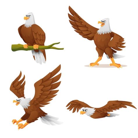 Eagle Cartoon, Eagle Drawing, Drawing Poses, Cartoon Illustration, Birdy, Cartoon Drawings, Eagles, Premium Vector, Graphic Resources