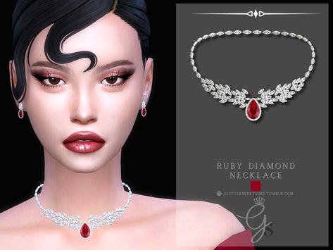 Sims 4 Patreon Necklace, Sims Necklace, Sims 4 Ruby Necklace, Sims 4 Bow Necklace, Sims 4 Diamond Chain, Sims 4 Diamond Necklace, Ruby Diamond Necklace, Sims Games, Ruby Pendant