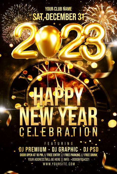 2023 Happy New Year Celebration Poster or Flyer#pikbest#templates Happy New Year 2023 Design Poster, New Year Poster Design 2023, Happy New Year 2023 Poster, 2023 New Year Party, New Year Party Poster, Party Poster Design, Happy New Year Celebration, Celebration Poster, 2023 Happy New Year