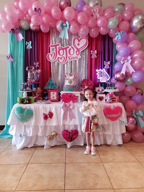 Jojo Siwa Party Decorations Ideas, Jojo Siwa Party Ideas, Jojo Birthday Party Ideas, Jo Jo Siwa Party Ideas Decorations, 7th Bday Girl Party Ideas, Jo Jo Siwa Party Ideas, 6 Birthday Party Girl, 5 Birthday Party Ideas Girl, Jo Jo Siwa Cake