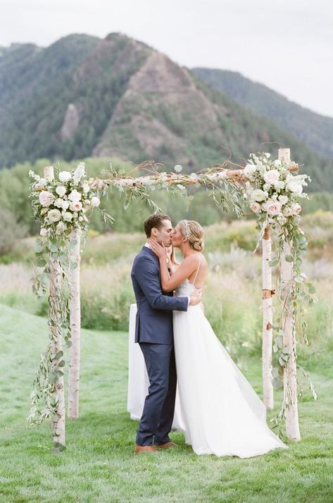 Branch Arch Wedding, Wedding Trellis, Wedding Arches Outdoors, Wedding Chuppah, Wedding Alters, Aspen Tree, Aspen Wedding, Wedding Arbour, Mountain Wedding Colorado