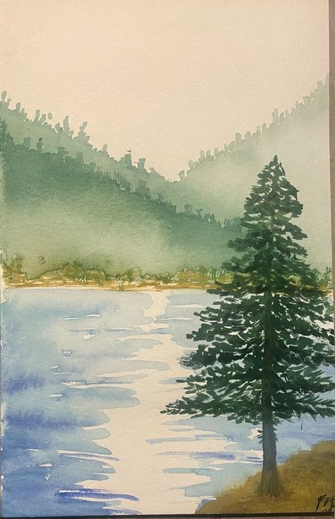 original painting and artwork watercolor on watercolor paper 5.5x8.5 inches *message me for cheaper printed options!* Easy Watercolor Nature, Watercolor Painting Tree, Watercolor Small Paintings, Easy Water Colour Landscape, Landscapes Watercolor, Watercolor Art Trees Nature, Watercolor Art Plants, Color Water Painting, Watercolor Trees Landscape