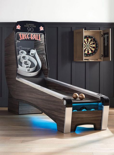 Lodge Basement, Skee Ball Machine, Basement Arcade, Kids Garage, Home Arcade, Lineman Gifts, Basement Games, Wall Art Outdoor, Home Game Room