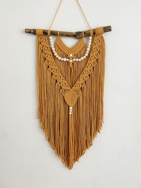 Unique Macrame, Woven Tapestry, Tapestry Weaving, Cotton Cord, Macrame Wall, Macrame Wall Hanging, Mustard Yellow, Wall Hangings, Mustard