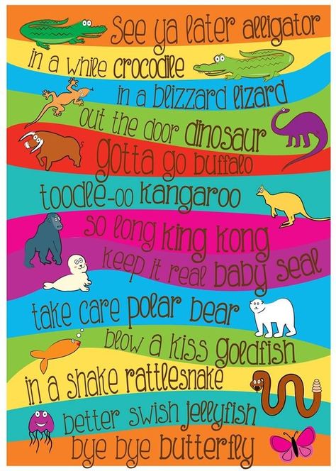 See ya later alligator... Kindergarten Rhymes, In A While Crocodile, See Ya Later Alligator, Aussie Slang, Preschool Poems, Animal Poems, Gummy Sweets, Later Alligator, See You Later Alligator