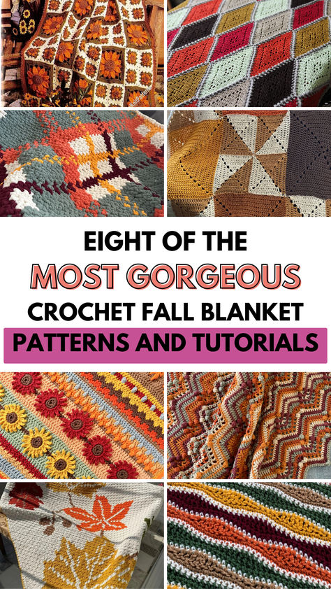 I scoured for hours, here are my top 8 favorite autumn crochet blankets. These crochet afgans will bring the colors and comfort of fall into your home so grab a hook and click to get going! Autumnal Crochet Blanket, Fall Crochet Blanket Patterns, Fall Blanket Crochet, Crochet Fall Blanket, Fall Crochet Blanket, Crochet Quilts, Autumn Crochet, Fall Blanket, Fall Crochet