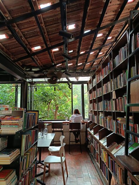 Bookstore Cafe Owner Aesthetic, Coffee Book Shop Aesthetic, Library With Cafe, Library Cafe Coffee Shop, Cafe With Books Coffee Shop, Vintage Book Cafe Aesthetic, Library Coffee Shop Interior Design Book Cafe, Book Coffee Shop Aesthetic, Coffee And Book Shop Aesthetic