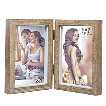 CECIINION 5x7 Wood Photo Frame Shadow Box, Hinged Double Picture Frames with Glass Front,Fit for Stands Vertically on Desk Table Top(for 5x7in Photo,Darker Wood Color) Desk Table Top, Best Photo Frames, Double Picture, Box Hinges, Wood Photo Frame, Collage Picture Frames, Wood Photo, Wooden Picture Frames, Rustic Theme