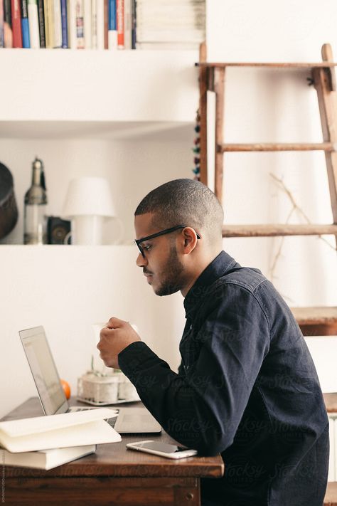 "Side View Of A Latin Man Working With Laptop At Home Office." by Stocksy Contributor "BONNINSTUDIO " Working With Laptop, Latin Men, Man Working, At Home Office, Man Office, Beautiful Sea Creatures, Sport Photography, Stock Photography Free, Brand Identity Design