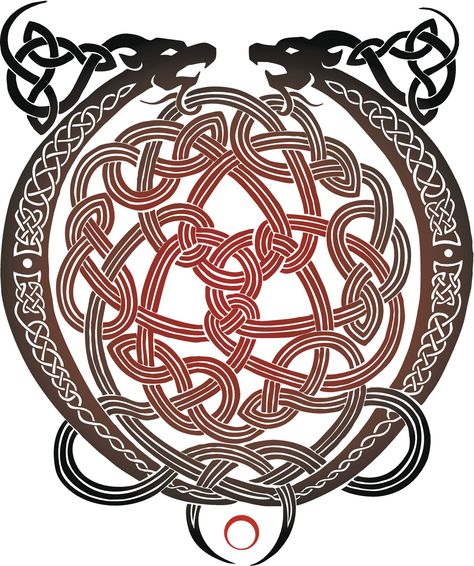 Celtic Dragons Germanic Tattoos, Celtic Dragon Tattoos, Celtic Tattoo Designs, Norse Design, Irish Tattoos, Rune Tattoo, Celtic Tattoo, Celtic Dragon, Celtic Patterns