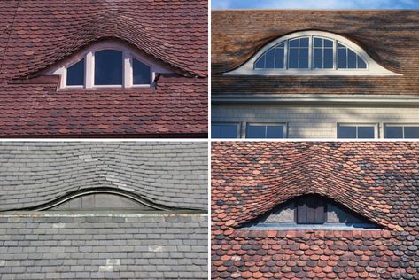 Eyes in architecture: Eyelid windows, eyebrow dormers afford distinctive character to rooflines Eyebrow Dormers Ideas Exterior, Eyebrow Dormer, Eyebrow Window, Dormer Ideas, Dormer Roof, Gable Window, Dormer Window, Architecture Windows, Curved Roof