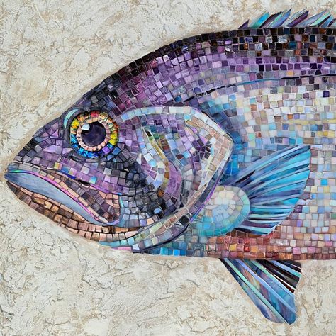 Mosaic Sea Life, Mosaic Workshop, Fish Mosaic, Abstract Art Lesson, 3d Mosaic, Cow Skull Art, Mosaic Rugs, Mosaic Art Diy, Mosaic Animals