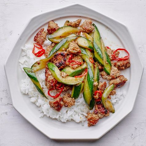 Caramelized Pork and Cucumber Stir-Fry Recipe | Bon Appétit Caramelized Pork, Cooked Cucumber, Ginger Pork, Cucumber Recipes, Most Popular Recipes, Ground Pork, Popular Recipes, Find Recipes, Bon Appetit