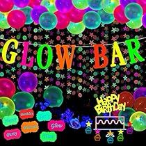 Glow Neon Party, Star Cupcake Toppers, Glow Theme Party, Neon Party Decorations, Glow Bar, Neon Party Supplies, Bar Banner, Glow In Dark Party, Neon Birthday Party