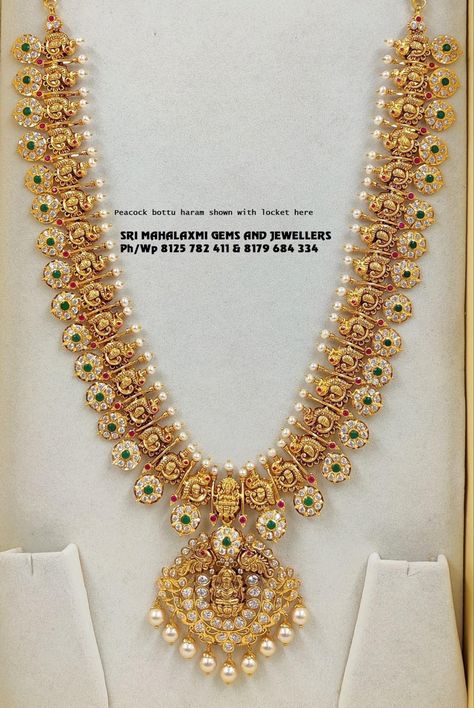 Light Weight Bottu Mala Designs, Light Weight Antique Haram Designs Gold, Bottu Haram Designs, Muvvala Haram Designs Gold Latest, Bottumala Haram, Bottumala Designs, Nakshi Haram Designs, Haram Designs Gold Latest Long, Bottu Mala Designs