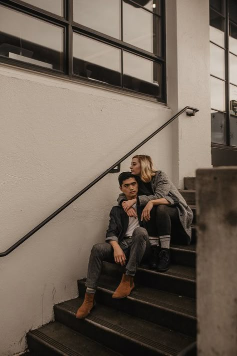 Trashy Couple Photos, Edgy Couples Photoshoot, Fashion Couple Photoshoot, City Couples Photography, Editorial Engagement Photos, Urban Couple, Fashionable Couple, Couples City, Urban Engagement Photos