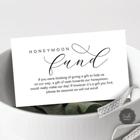 Wedding Honeymoon Fund, Wish, Modern minimal Enclosure Card Wedding Honeymoon Fund, White Themed Wedding, Bridal Shower Registry, Honeymoon Wish, Wedding Fund, Honeymoon Fund, Wedding Honeymoon, Wedding Details Card, Wedding Money