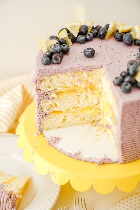 Freeze Dried Blueberries, Blueberry Frosting, Lemon Blueberry Cake, Lemon Layer Cakes, Blueberry Cake Recipes, Blueberry Lemon Cake, Spring Cake, Cake Layers, Dried Blueberries